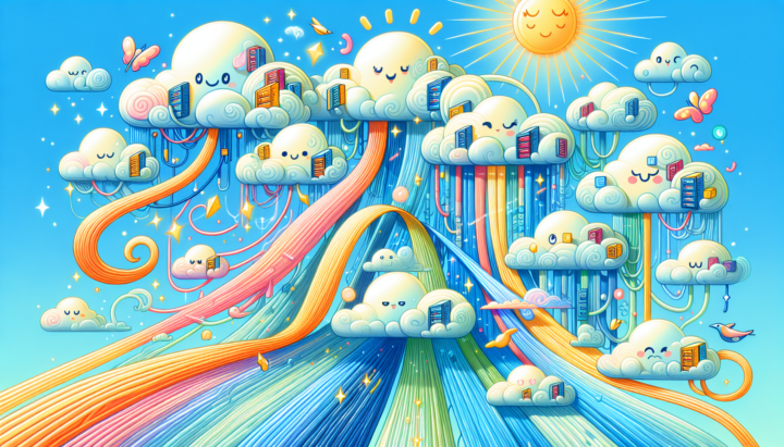 An artistic depiction of cloud hosting services.